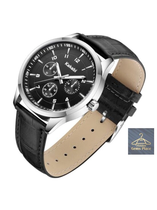 Other - Men's 45mm Quartz Watch with Leather Strap